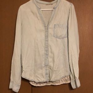 Anthropologie Jean Shirt with Lace Back ✨MY FAV 🧡